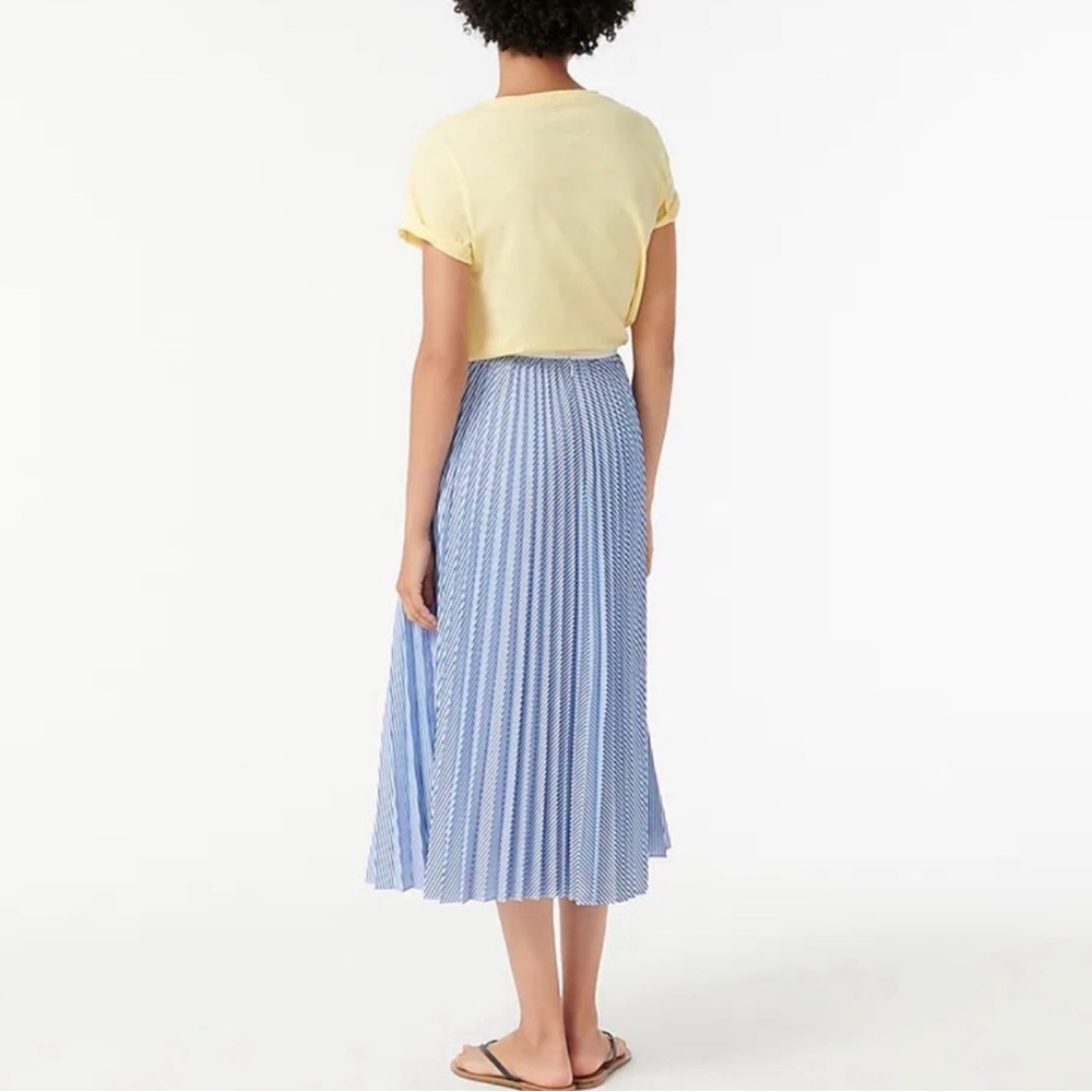 J CREW Pleated Midi Skirt in Stripe - AW499 - Sz 0 - Picture 3 of 14
